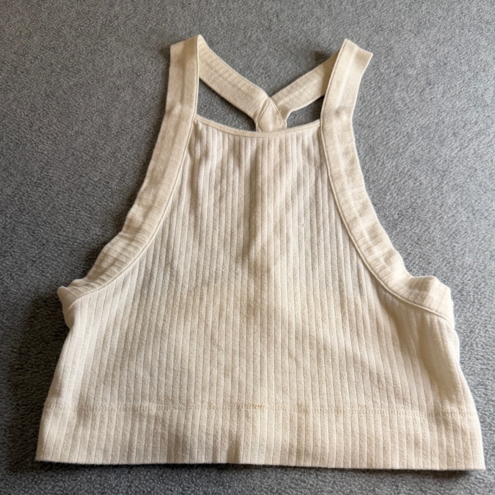 Intimately Free People Ribbed High Neck Racerback Crop Tank Top S